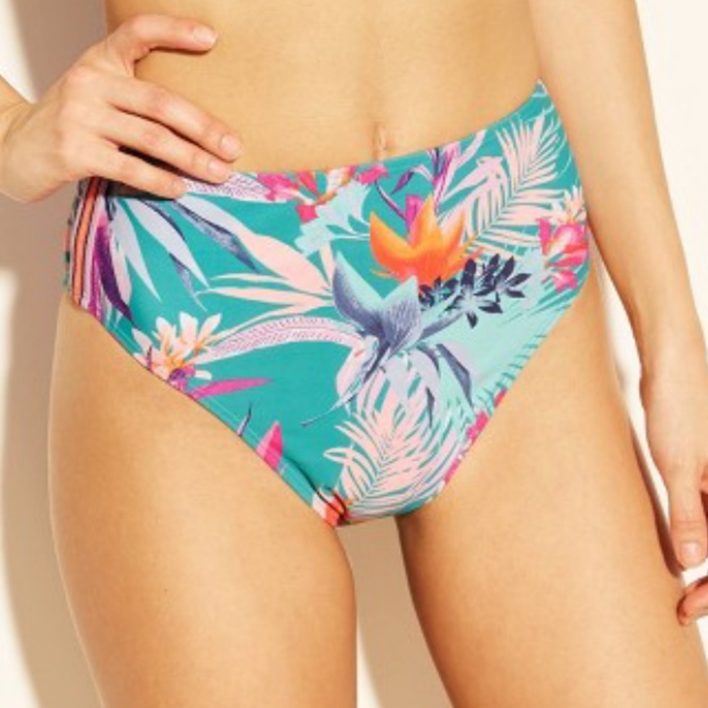 NEW XHILARATION Tropical High Waist Bikini Bottoms